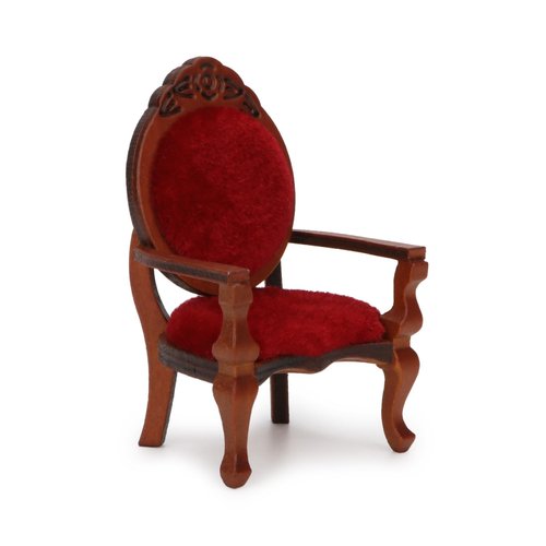 Dollhouse Chair 2PCS Miniature Furniture Retro Vintage Chair Wooden Accessories 1/12 Upholstered Victorian Carved Armchair for Christmas Decoration Ornament (A)