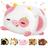 Mewaii Strawberry Cow Plush Pillow, Kawaii Cow Stuffed Animals, Cute Plushies for Girls, Soft Pink Cow Plush, Birthday Gifts for Kids Adults Teens (8 Inch)