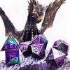 HAOMEJA Dungeons and Dragons Dice DND Dice Set D and D Dice Metal 6 Sided Polyhedral Dice for Pathfinder MTG Board Games Roll Playing Dice D&D Dice Set D20 D12 D10 D8 D6 D4 (Silver Blue Purple)