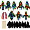 DEMIUKO Scratch Paper Art Set, 64 PCS Rocket Scratch Cards Rainbow Magic Scratch Paper Black Scratch Off Art Crafts Kits for Space Theme Party Favor Game DIY Activity Christmas Birthday Gift