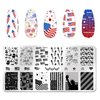 WOKOTO 6Pcs Fourth of July Nail Stamping Plates for Nail Art Stamping Plates Independence Day Nail Plates for Women Nail Art Design Stamp Plates American Flag Nail Stamp Plates Nail Templates
