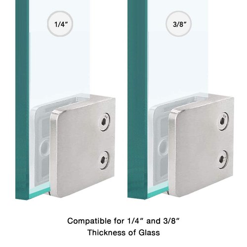 Premium Aluminum Square Flat Back Glass Clamp for 1/4" - 3/8" Tempered Glass or Laminated Glass, 4-Pack (Brush Nickel)