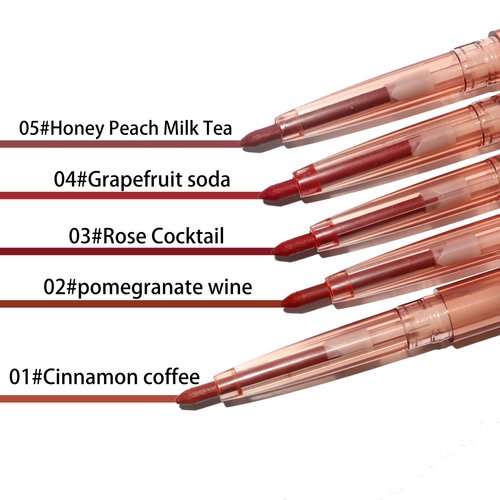 Lea ll U Lip Liner & Lip Glaze Set, Waterproof Smooth Lip Liner, Long Lasting Matte Lip Glaze, Velvet Lip Glow, 2 Pcs, Nude Lipstick, 5 Colors (02#pomegranate wine)