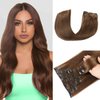 Houlud Clip in Hair Extensions Real Human Hair Straight 22 Inch 7pcs 120g Clip ins Hair Extensions Brazilian Remy Human Hair 16 Clips Double Weft Human Hair For Women (22 Inch, 4 Medium Brown)