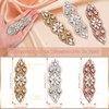 4 Pieces Rhinestone Applique Rhinestone Iron on Patch Rhinestone Hot Fix Applique Wedding Hair Appliques for Bridal Wedding Dress Clothes Sash Crystal Belt Sewing Appliques for Shoes (Silver)