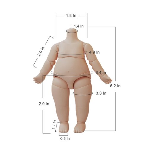 YMY Big pear-Shaped Doll Body Small 1/6 Size S-Hook for BJD ob Joint Doll Toys Movable Cute Body Hand Set Doll Accessories (Light Tan)