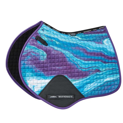 Weatherbeeta Prime Marble Jump Shaped Saddle Pad, Purple Swirl Marble Print, Full