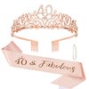 Semato 40th Birthday Decorations - 40th Birthday Tiara and 40th Birthday Sash Glitter Kit 40th Birthday Gifts Women Tiara Happy 40th Birthday Tiara 40th Birthday Party Supplies and Favors