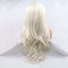 xiweiya White Blonde Synthetic Blonde Lace Front Wigs Long Body Wave Hair White Queen Heat Resistant Fiber Wig High Density Hair-reparement Wig for women