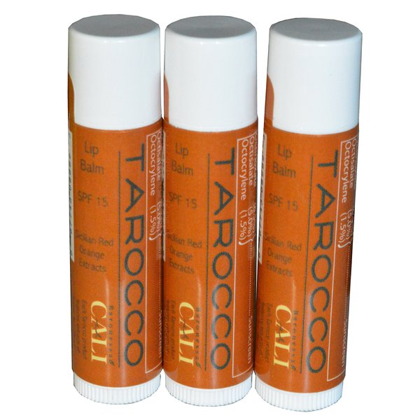Cali Baronessa Tarocco Sicilian Red Orange Nourishing Lip Balm - Repairs and Nourishes Lips - 0.15 Ounce Each, Pack of 3