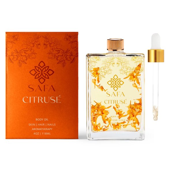 SAFA Citruse Oil - Organic Vitamin C Face & Body Oil with Grapefruit, Neroli, Bergamot & Marigold for Radiant, Hydrated Skin | Essential Oil for Diffuser & Aromatherapy - 4 Fl Oz