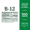 Nature's Bounty Vitamin B12 1000mcg, Supports Energy Metabolism and Nervous System Health, Vitamin Supplement, 100 Tablets