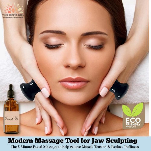 THIS HIPPIE GIRL Gua Sha Mushroom Set, Jaw Sculpting Tools, Obsidian Stone Facial Toning and Yoga Sculpt Massage Tool, 2 Gua Sha Mushrooms for Skin and Facial Treatment, Obsidian Stone Facecare Tools