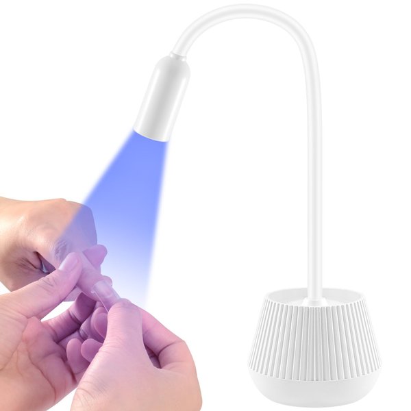 Lermende Mini UV Light for Gel Nails with 2000mAH Battery, Gooseneck UV Nail Light with 2 Timers 45s /90s, Portable & Rechargable Gel Light/Cure LED Nail Lamp in Salon Or DIY at Home
