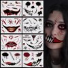 Fssqii Halloween Temporary Tattoos 8 Sheet Scary Face Tattoos Sticker Big Mouth Fake Scars Stitches Bloody Clown Horror Tattoo Stickers Halloween Cosplay Decorations Party Make Up Face Decals (Set B)