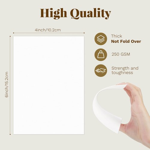 Goefun White Blank Cards and Envelopes 4 x 6 Flat Cards and A6 Envelopes Self Seal 100 Pack for Wedding, Invitations, DIY Greeting Cards, Thank You Cards & All Occasion (Unfolded)