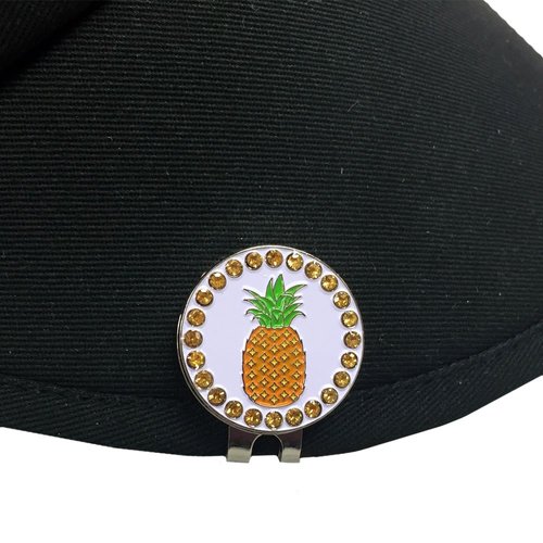 Giggle Golf Bling Pineapple Golf Ball Marker with A Standard Hat Clip