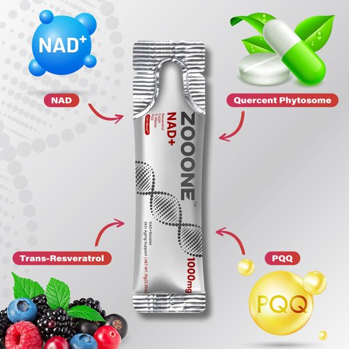 NAD+ 1000mg Liquid Packets Supplement - Premium Nicotinamide Riboside & Resveratrol for Cellular Energy,Advanced NAD Booster for Men & Women (60 Pocket)