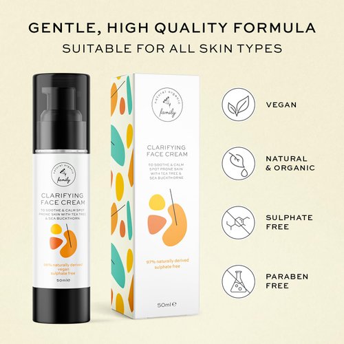 Face Cream for Teen Girls Boys - Organic Face Moisturizer for Dry Skin - Soothing Facial Cream with Tea Tree Moisturizer - Daily Face Moisturizer for Acne Prone Skin - Hyaluronic Acid Moisturizer