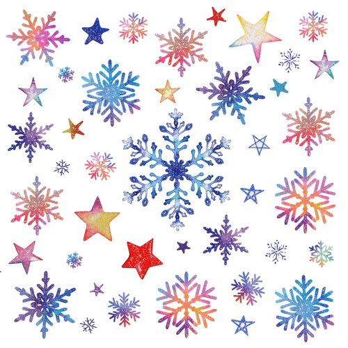 ZZXLLRO 10 Sheets Snowflake Glitter Tattoos, Winter Blue Flash Snowflakes Temporary Tattoos, Frozen Glitter Tattoos Stickers for Body Face Kids Women Christmas Party Decorations Supplies