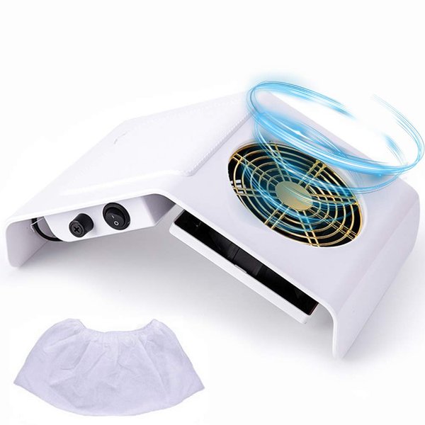 Nail Duster Collector, Nail Dust Collector for Acrylic Nails, 40W Nail Dust Fan Nail Cleaner for Manicure - Nail Vacuum Cleaner Powerful Dust Extractor with Leather Nail Arm Rest Pad (White)