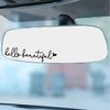 3x Hello Beautiful Rearview Mirror Decal, Vanity Mirror Stickers, Rear View Mirror Vinyl Decal, Car Accessories Gifts, Car Decal For Women, Car Window Decal, Self Affirmations Decal