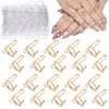 20PCS Wudu Nail Rings, EBANKU Adjustable Nail Rings Reusable Detachable Women Gift Ring Set with 96PCS Adhesive Nail Tabs for Acrylic Nail Art Decoration - Gold