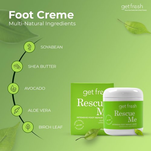 Get Fresh Rescue Me - Intensive Foot Cream for Dry Skin, Cracked Heels, and Calluses, with Shea Butter, Aloe, and Lemongrass, 170g