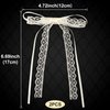 CustomyLife 2Pcs Beige Lace Hair Bow Clips Cute Coquette Snap Barrettes Bowknot Hair Ribbon for Women Christmas Valentines Wedding Prom Decorative Accessories