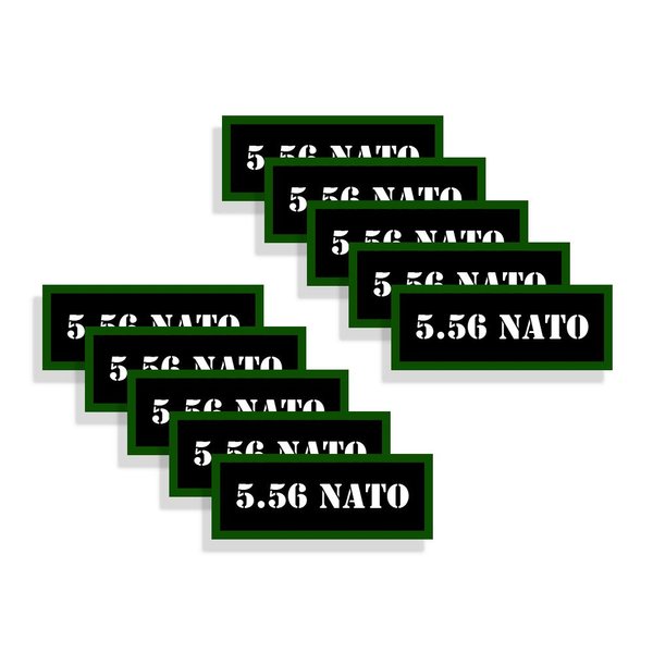 Speed Demon Hot Rod Shop Ammo Can Labels 5.56 NATO Ammunition Decals 5.56 NATO 10 Pack Adhesive Vinyl 3"x1.15"