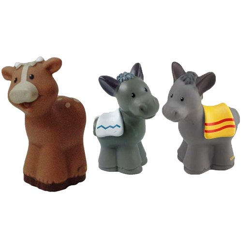 Replacement Parts for Little-People Christmas Nativity Playset - Replacement 2 Donkeys and 1 Cow Figure ~ Works with FPT07, DPX53, J2404 and Many Other Sets
