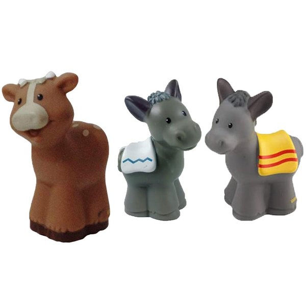 Replacement Parts for Little-People Christmas Nativity Playset - Replacement 2 Donkeys and 1 Cow Figure ~ Works with FPT07, DPX53, J2404 and Many Other Sets