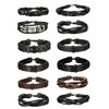Jstyle 12Pcs Braided Leather Bracelet for Men Women Cuff Wrap Bracelet Wristbands Adjustable B