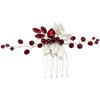 BETITETO Bridal Hair Comb Emerald Green Crystal Gold Leaf Vine Hair Piece Accessories for Wedding Bride Women Party (Wine Red)