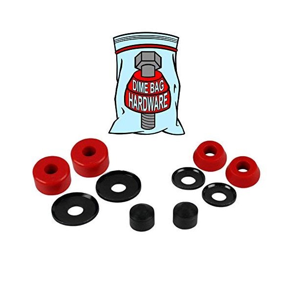 Dime Bag Hardware Skateboard Truck Rebuild Kit Bushings Washers Pivot Cups for 2 Trucks (96A Red)