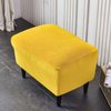 PENDEJATO Stretch Ottoman Covers, Velvet Ottoman Slipcover Rectangle Storage Stool Cover Footstool Slipcover for Living Room Furniture Protector (Yellow)
