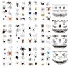 Wugbc Halloween Spider Tattoos Makeup Kit for Adults, 16 Sheets Fake Tattoos Halloween Face Temporary Stickers Scary Skeleton Face Tattoo 3D Spider Web Bat Women Girls Men Costume Masquerade