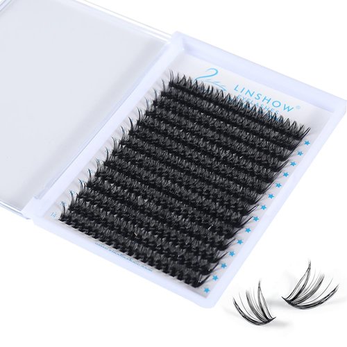 LinShow 280pcs Cluster Lashes False Eyelashes Extension 30D/40D/50D Mix 9-16mm 0.07mm C/D Curl DIY Individual Lashes Russia Volume Soft Natural Lashes Self Application (40D D Curl, 13mm)