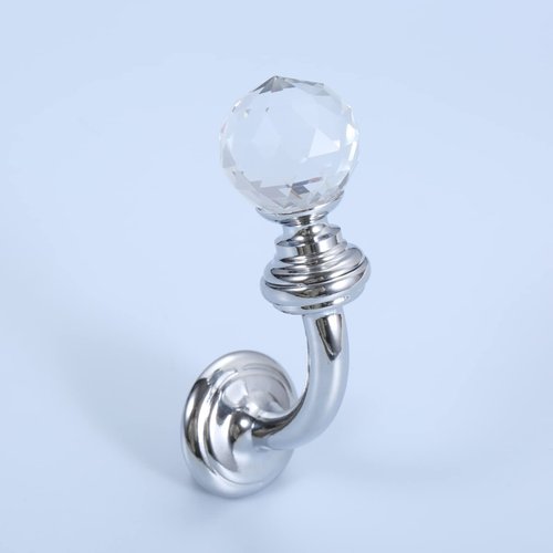 Mgoodoo Crystal Wall Hook, Silver Curtain Holdbacks Glass Window Dapery Holders Hangers for Towel Hat Coat Tassel Bathroom Robe Sheer