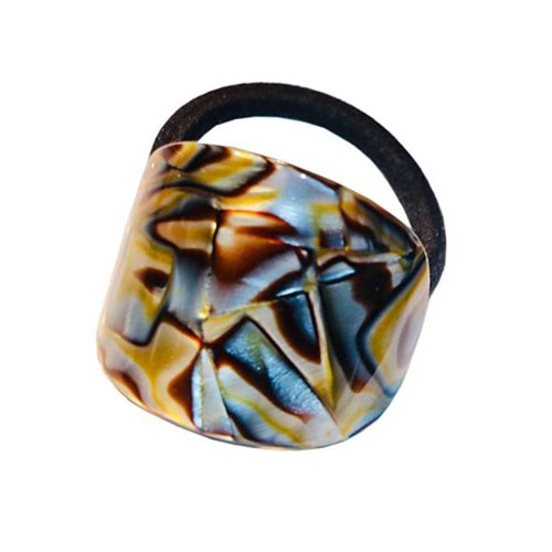 French Amie Curve Oval Onyx Celluloid Handmade Ponytail Elastic Hair Tie for Women and Girls