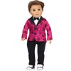 Sophia's - 18" Doll - Magenta Print Satin Blazer, White Dickie w/Bow Tie & Black Dress Pants