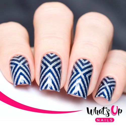 Whats Up Nails - X-pattern Vinyl Stencils for Nail Art Design (2 Sheets, 24 Stencils Total)
