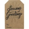 Gift Tags Natural Kraft Holiday Present Stickers Season's Greetings 4 Different Designs 2 x 3 Inch 100 Total Labels