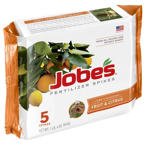Jobe's 01002 Fertilizer Spikes, Fruit and Citrus, 5 Count, Slow Release, Apple, Orange, Lemon, Trees