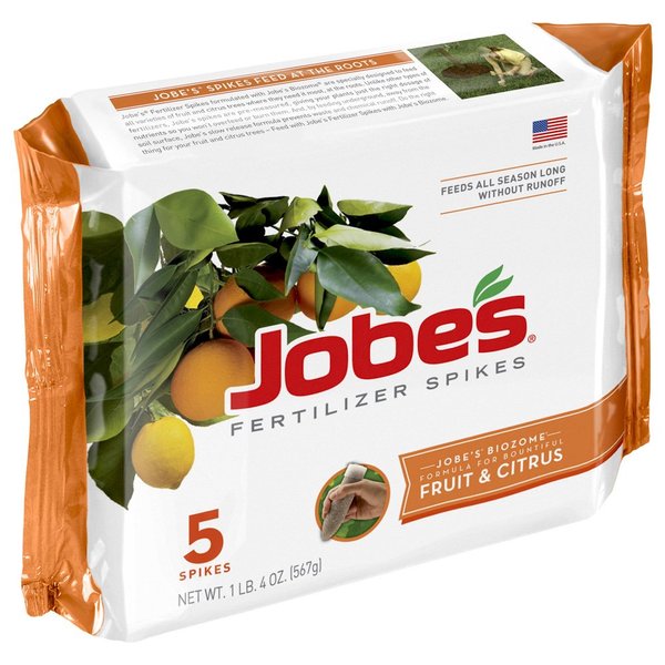 Jobe's 01002 Fertilizer Spikes, Fruit and Citrus, 5 Count, Slow Release, Apple, Orange, Lemon, Trees