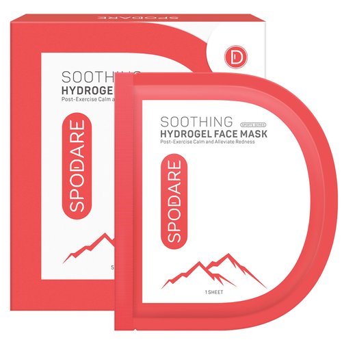 SPODARE SPORTS MASK - Soothing Hydrogel Face Mask - Repair Sun Damage, Calm Skin and Alleviate Redness - Soothe Skin and Reset Mind after Exercise - For All Skin Types - 5 Pc