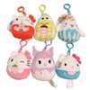 Squishmallows Hello Kitty Mini 3.5" Clip On Keychains Plush Dolls, Set of 6