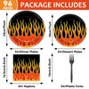 96Pcs Flame Racing Party Plates and Napkins for Fire Flame Birthday Party Supplies Motorcycle Themed Paper Dessert Plates Fire Heroes Tableware Set for Kids Boys 24 Guests Birthday Party Decorations