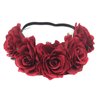 Lopsity Women's Rose Flower Crown Headband Polyester Material, Elastic Headband, Adjustable Size, for Wedding, Festival, Party, Photo Props (Red, 1 Count)