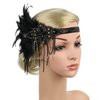 Bubbmi 1920s Flapper Headband Peacock Feather Headpiece, Great Gatsby Headband Costume Accessories for Women Showgirl Parties (HD6017black)